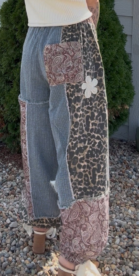 Denim Crochet Patchwork Pant