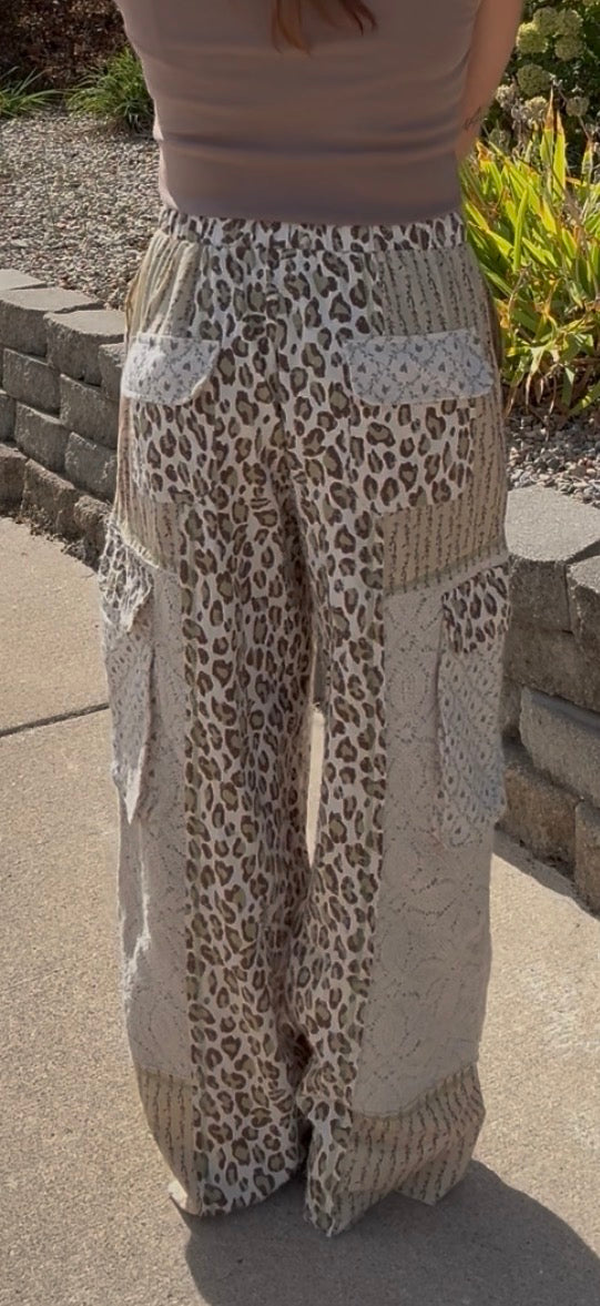 cheetah floral print overalls