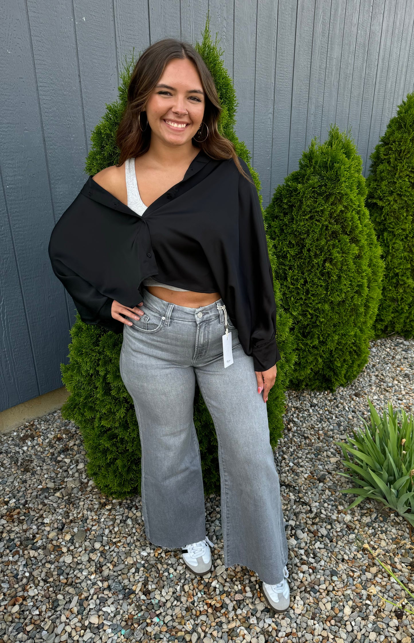 Kancan Light Gray High Rise Palazzo Crop