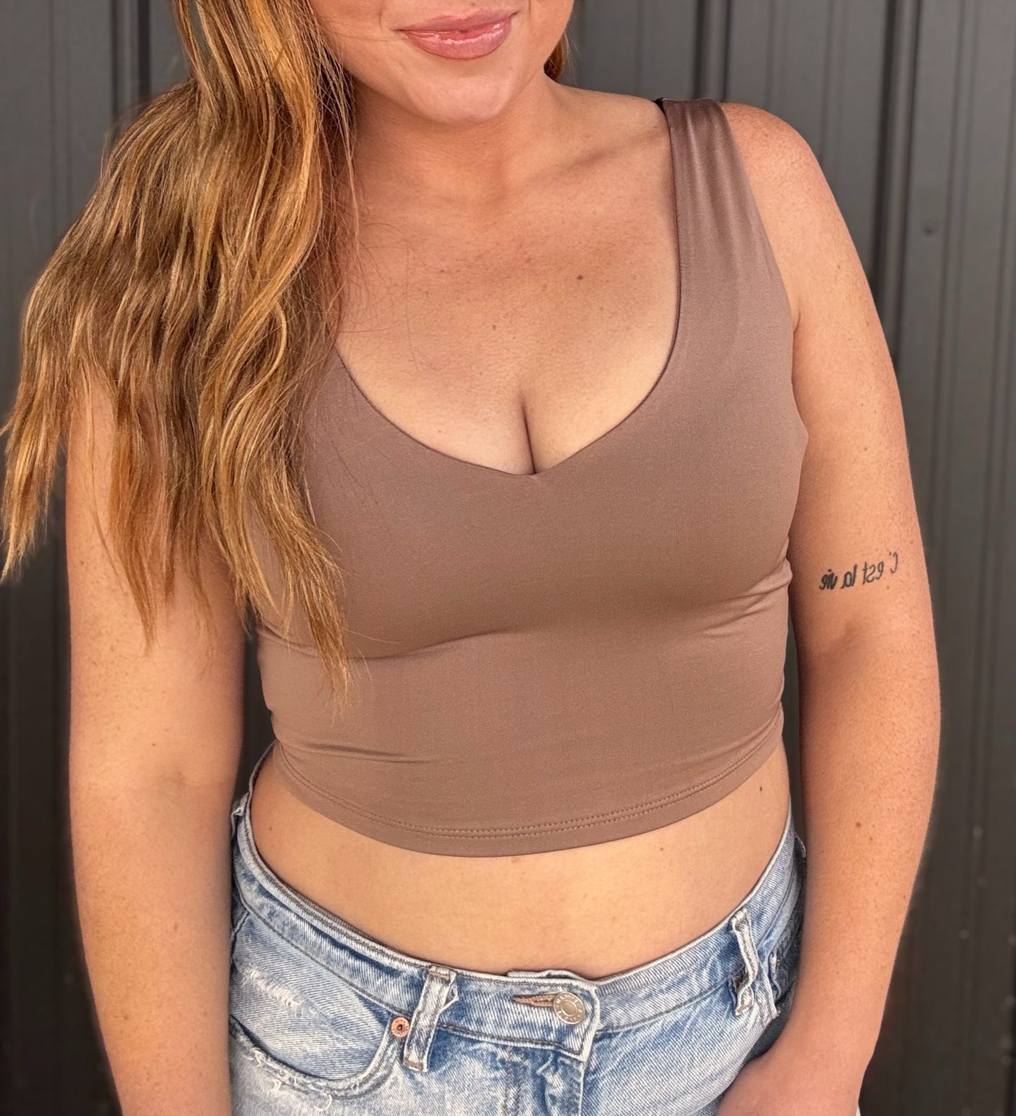 Reversible V Neck Crop Top