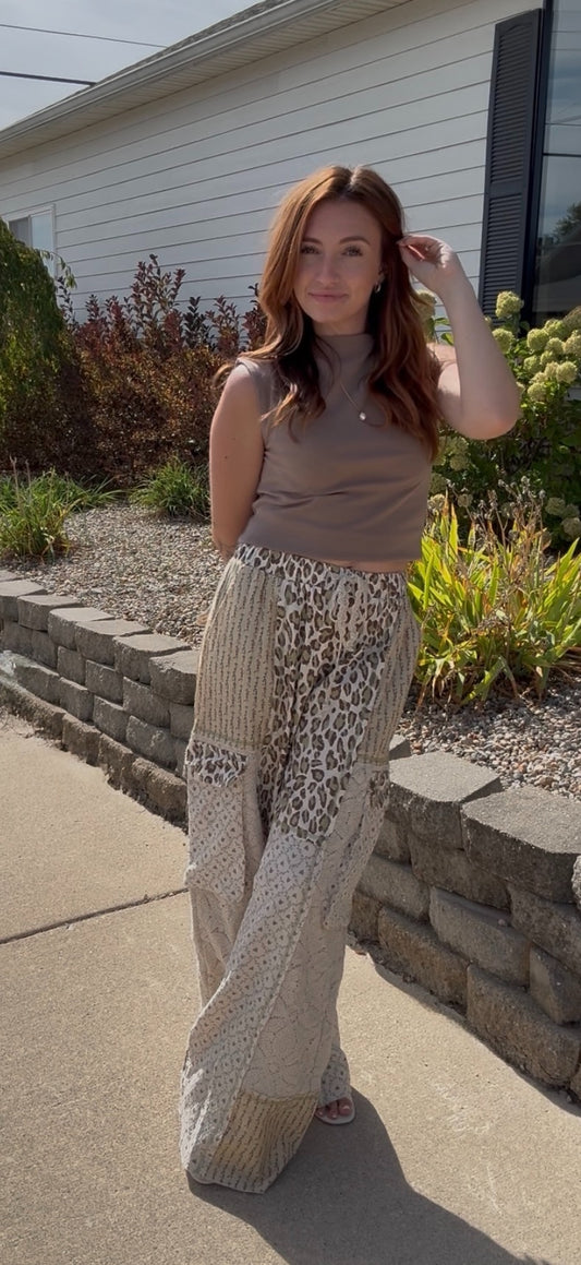 cheetah floral print overalls