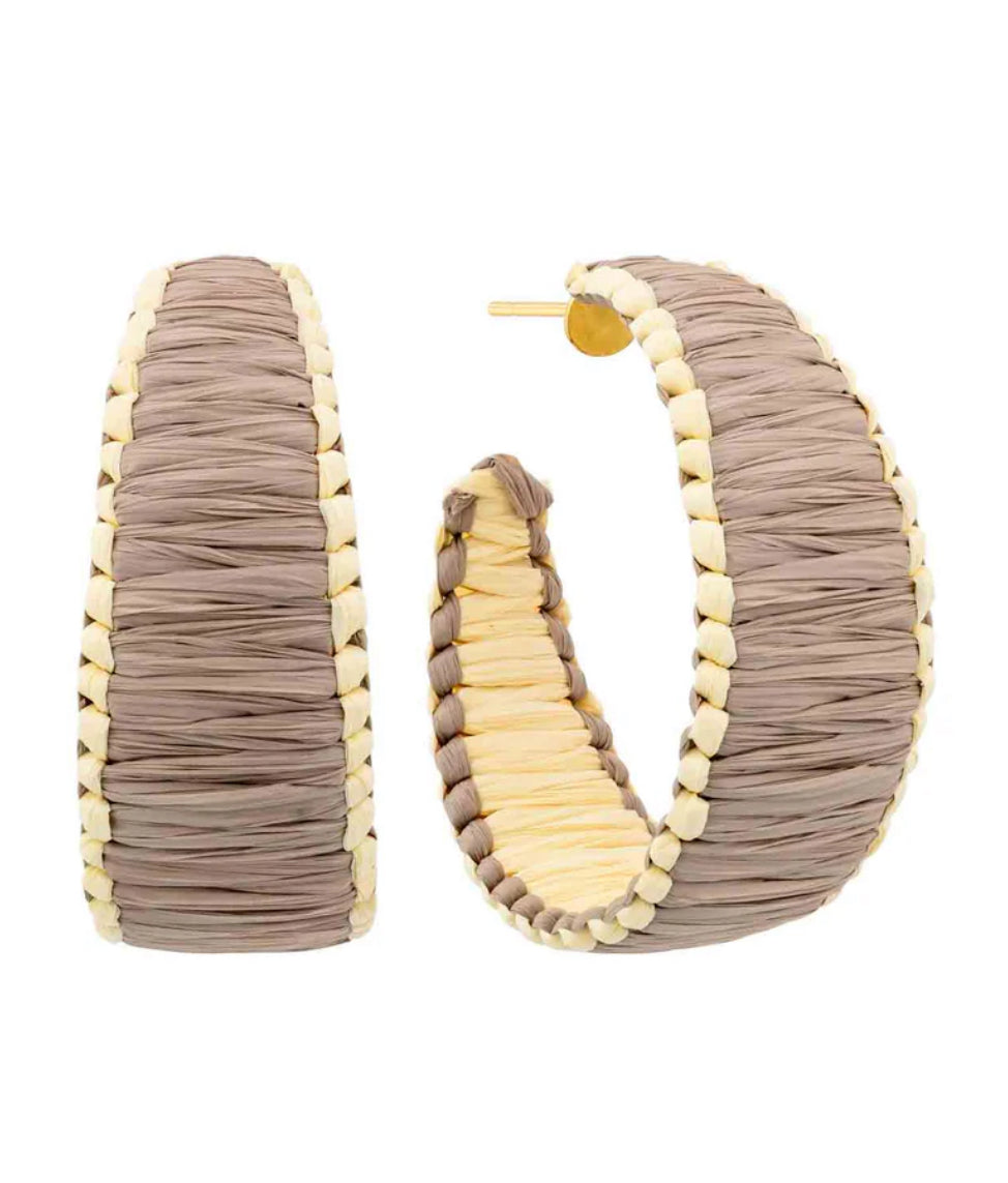 Raffia Wrapped Hoop Earring (3 color options)