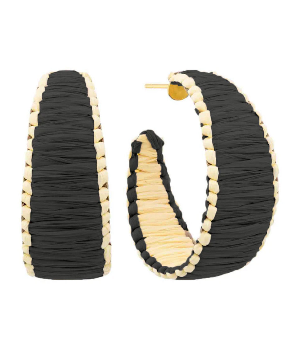 Raffia Wrapped Hoop Earring (3 color options)