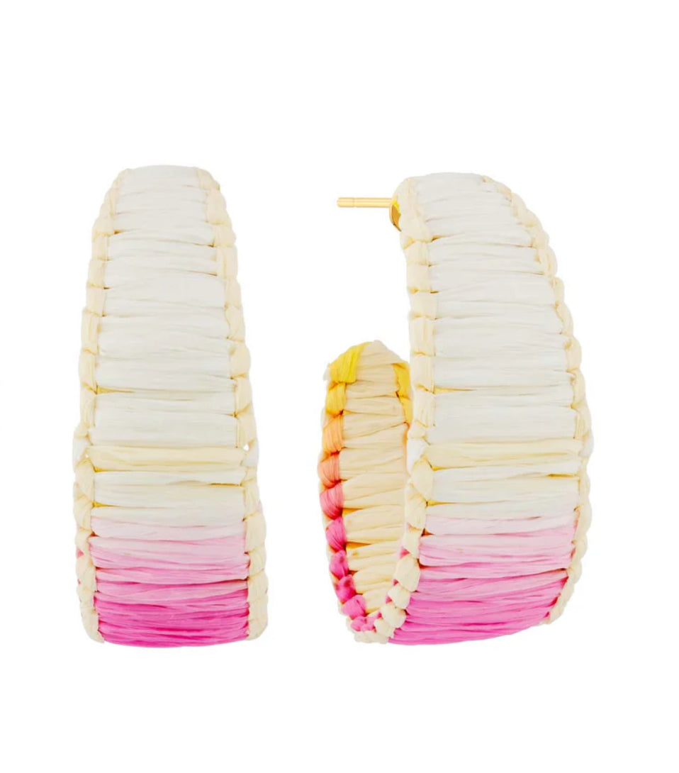 Raffia Wrapped Hoop Earring (3 color options)