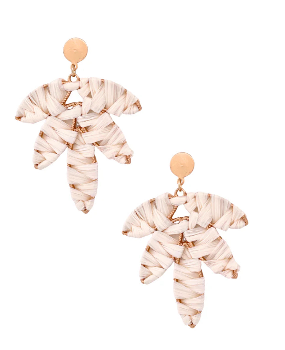 Raffia Wrapped Palm Leaf Earring (5 color options)