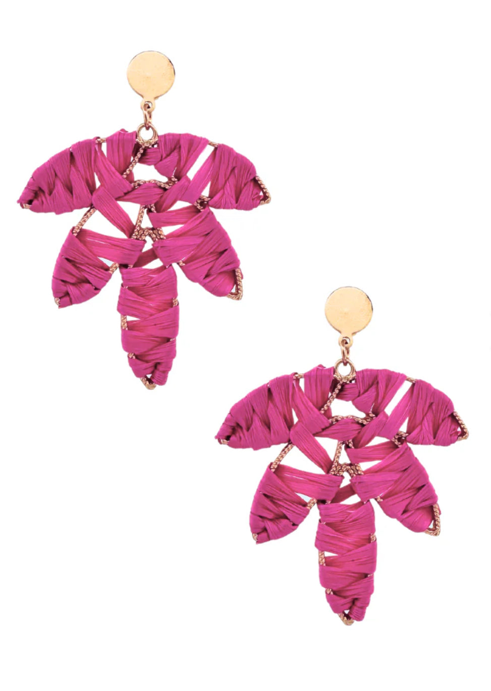 Raffia Wrapped Palm Leaf Earring (5 color options)