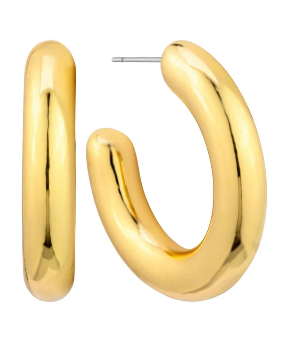 Chunky Open Hoop Earring (Gold or Silver)