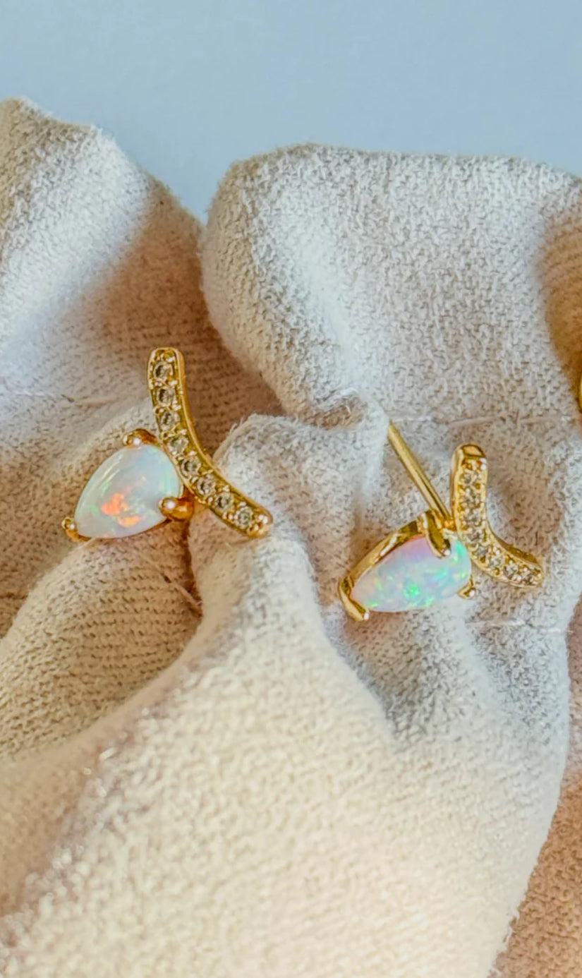 Opal Teardrop Stud Earring