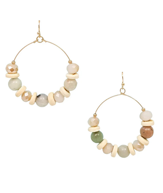 Fish Hook Semiprecious Stone Earring