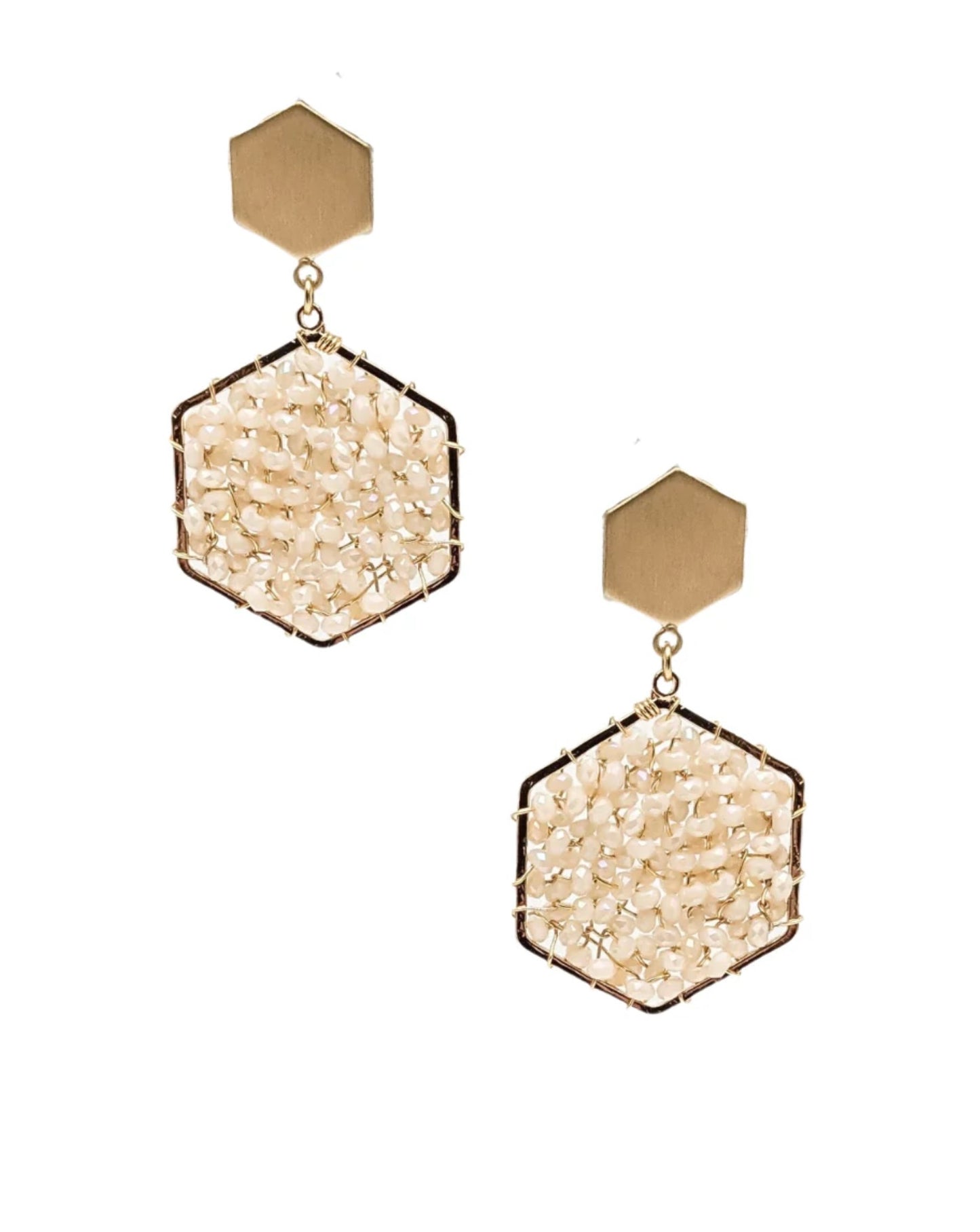 Hexagon Beaded Drop Earring